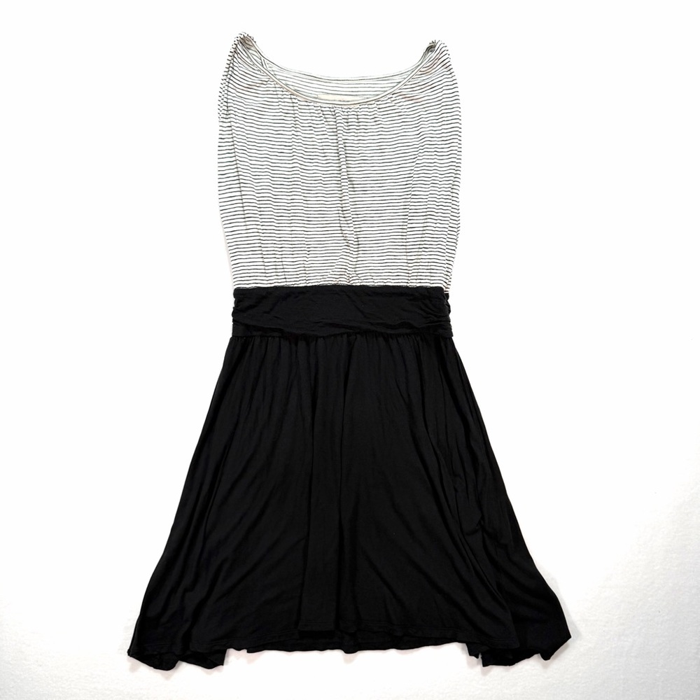 Ann Taylor LOFT Women's Jersey Knit Sleeveless Dress Black White XS Stretch